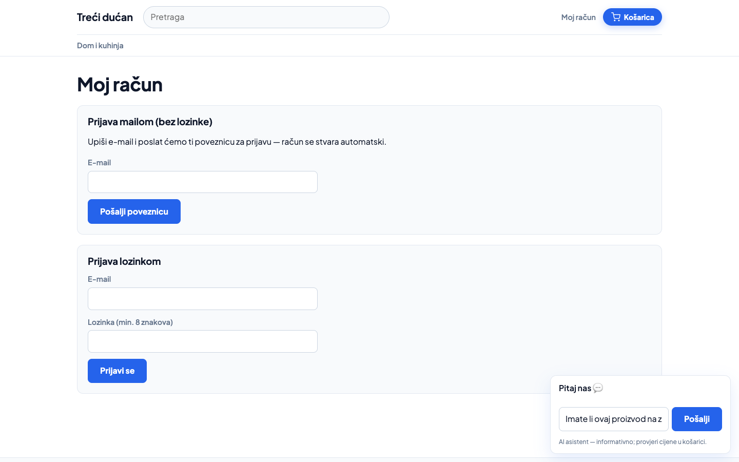 AI chat asistent na web dućanu