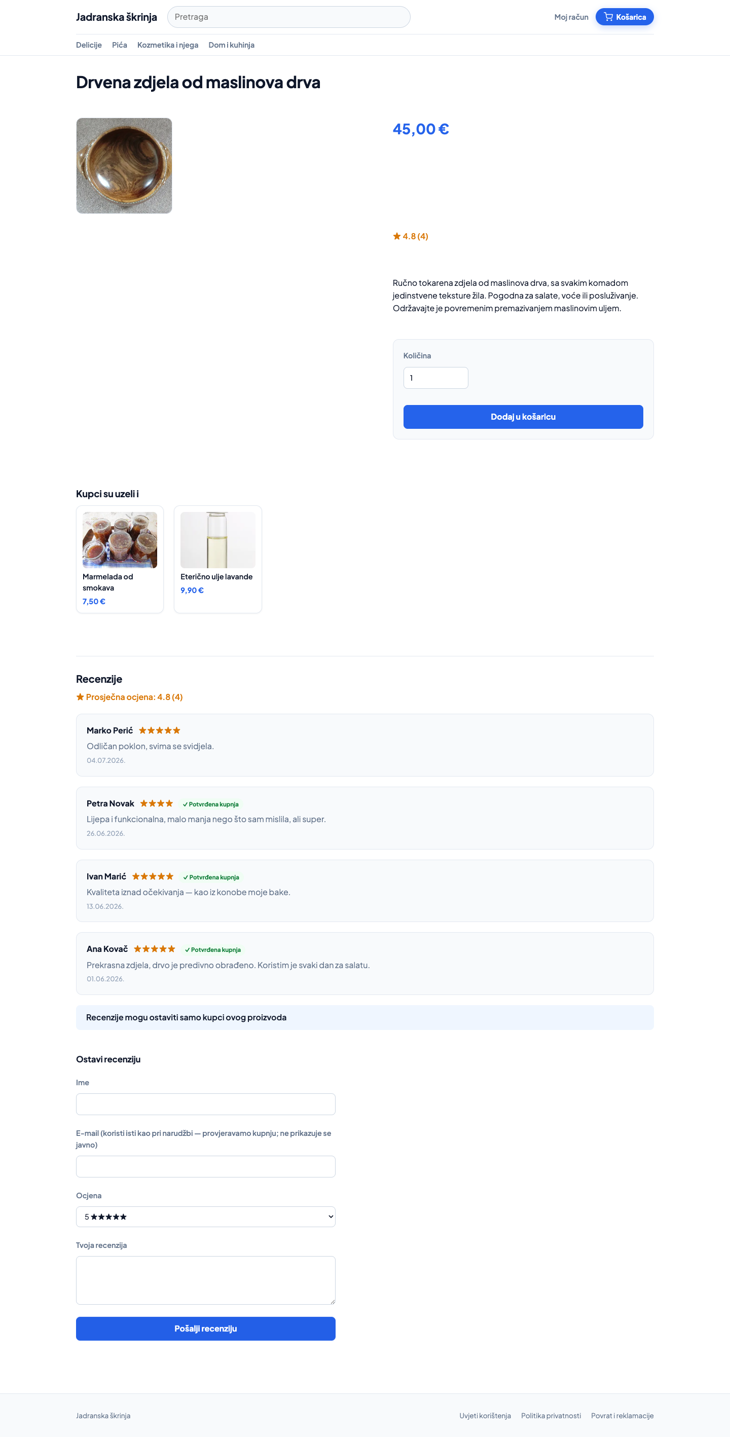 Zahvala kupcu — recenzija čeka odobrenje